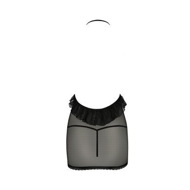 Сорочка прозрачная приталенная Passion ERZA CHEMISE L/XL, black, трусики PS26004 фото