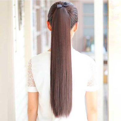 Шиньйон накладний хвіст на стрічці Didaka пряме волосся "Шатенка" - 50 см - Каштановий X0000734-2 фото