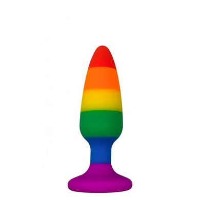 Силиконовая анальная пробка Wooomy Hiperloo Silicone Rainbow Plug S, диаметр 2,4 см, длина 9 см SO7424 фото