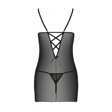 Сорочка с вырезами на груди, стринги Passion LOVELIA CHEMISE L/XL, black SO4759 фото