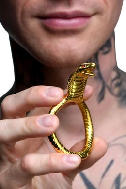 Эрекционное кольцо с головой кобры Master Series: Cobra King Golden Cock Ring SO8799 фото