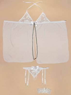 Еротичний комплект зі стразами та бантиком на попі - XS/S/М - Білий - Еротична білизна X00000241-2 фото