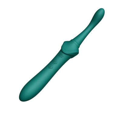 Вагинально-клиторальный вибратор Zalo — Bess Turquoise Green, многофункциональный с насадками SO6652 фото