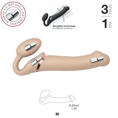 Безремінний страпон з вібрацією Strap-On-Me Vibrating Flesh M, діаметр 3,3см, пульт ДК, регульований SO3355 фото