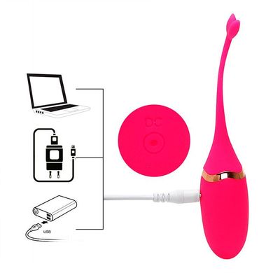 Віброяйце з хвостиком Flxur на дистанційному керуванні USB - Рожевий - Вібратори X00000115-1 фото