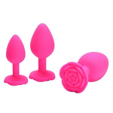 Силиконовая анальная пробка "Роза" - 9.5*4.2 см (L) - Розовый – Анальные игрушки X0000796-1 фото