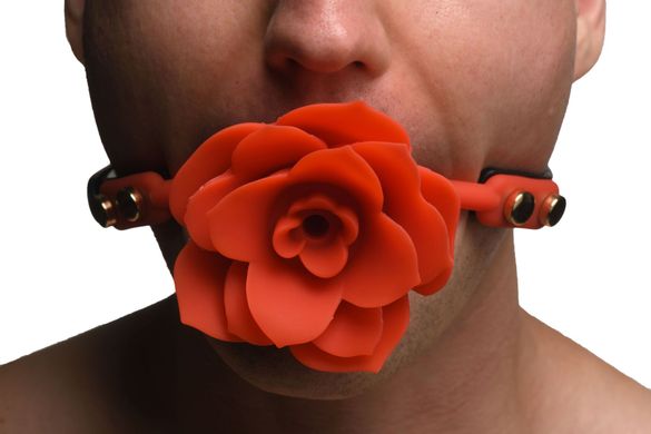 Силіконовий кляп з трояндою Master Series: Blossom Silicone Rose Gag – Red SO8801 фото