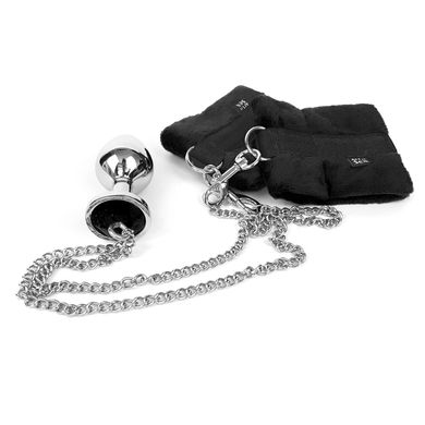 Наручники с металлической анальной пробкой Art of Sex Handcuffs with Metal Anal Plug size M Black SO6235 фото