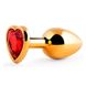 Золотая анальная пробка с кристаллом сердечко - 8,2*3,3 см (M) – Анальные игрушки X0000792 фото 1