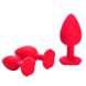 Набір силіконових анальних корків "Троянда" - 3 шт. (S/M/L) - Червоний — Анальні іграшки X0000797-3 фото 2