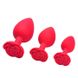 Набір силіконових анальних корків "Троянда" - 3 шт. (S/M/L) - Червоний — Анальні іграшки X0000797-3 фото 1