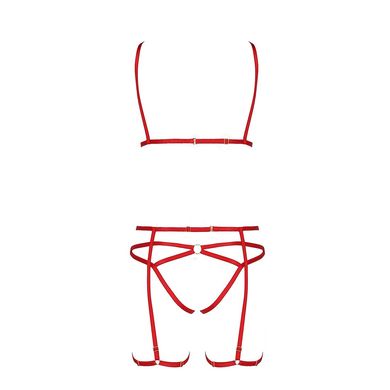 Комплект белья Passion Exclusive MAGALI SET OpenBra XXL/XXXL, red, стрепы, лиф, трусики и пояс PS23803 фото