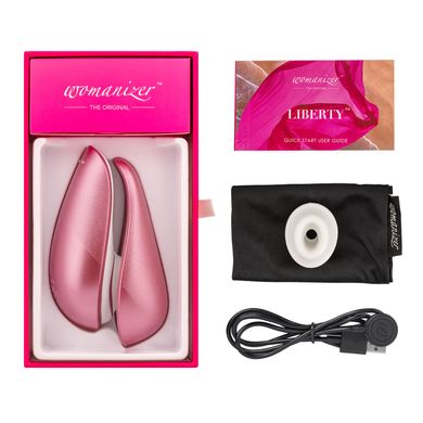 Вакуумный клиторальный стимулятор Womanizer Liberty Pink, магнитная крышка, 2 насадки SO8745 фото