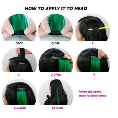 Цветная прядь волос на заколках 60 см зелёный Накладные волосы X0000866-5 фото