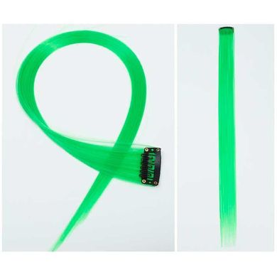 Цветная прядь волос на заколках 60 см зелёный Накладные волосы X0000866-5 фото